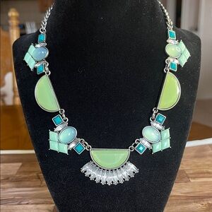 Lia Sophia Mint Green and Silver Statement Necklace